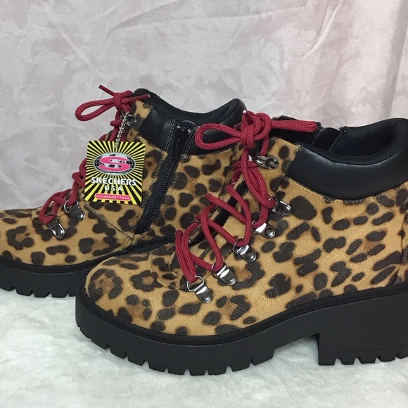 Skechers Leopard Print Lace-Up Boots with Red Accents - Picture 3 of 5